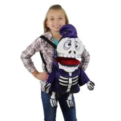 Northlight 24" Purple & Black Skeleton Child Halloween Trick Or Treat Bag -Halloween Decor Shop D406184S 2