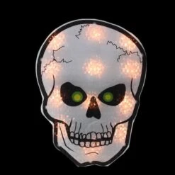 Northlight 12" Silver & Black Holographic Lighted Skull Halloween Window Silhouette Decoration 5 Northlight 12" Silver & Black Holographic Lighted Skull Halloween Window Silhouette Decoration -Halloween Decor Shop D406190S 2