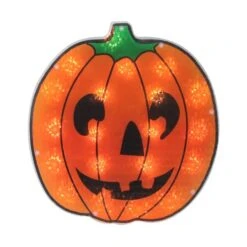 Northlight 13" Orange Lighted Jack O' Lantern Halloween Window Décor
