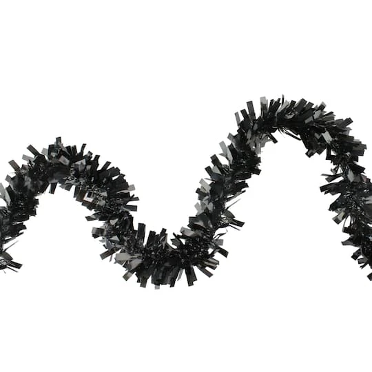 Northlight 50ft. Wide Cut Black Halloween Tinsel Garland 1 Northlight 50ft. Wide Cut Black Halloween Tinsel Garland
