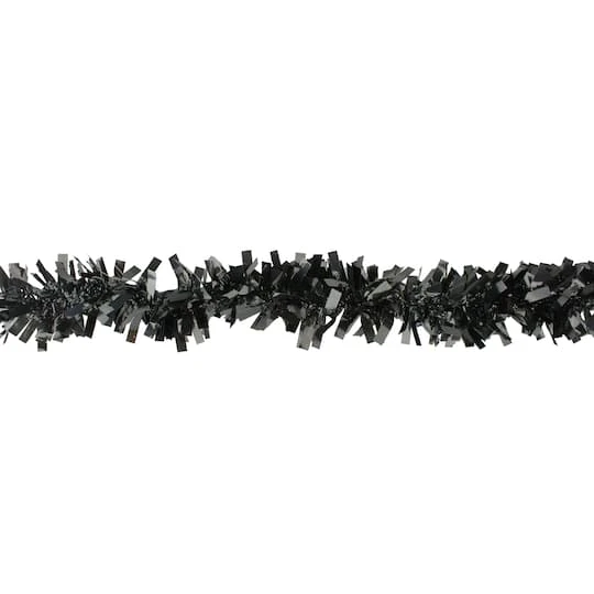 Northlight 50ft. Wide Cut Black Halloween Tinsel Garland 3 Northlight 50ft. Wide Cut Black Halloween Tinsel Garland - Image 3