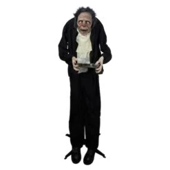Northlight 6ft. Lighted Animated Scary Butler Standing Halloween Decoration