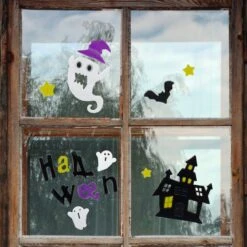 Northlight Purple & Black Haunted House Halloween Gel Window Clings 5 Northlight Purple & Black Haunted House Halloween Gel Window Clings -Halloween Decor Shop D406204S 2