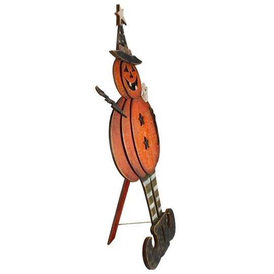 Northlight 28" Lighted Standing Pumpkin With A Ghost & Bat Halloween Tabletop Décor 3 Northlight 28" Lighted Standing Pumpkin With A Ghost & Bat Halloween Tabletop Décor - Image 3