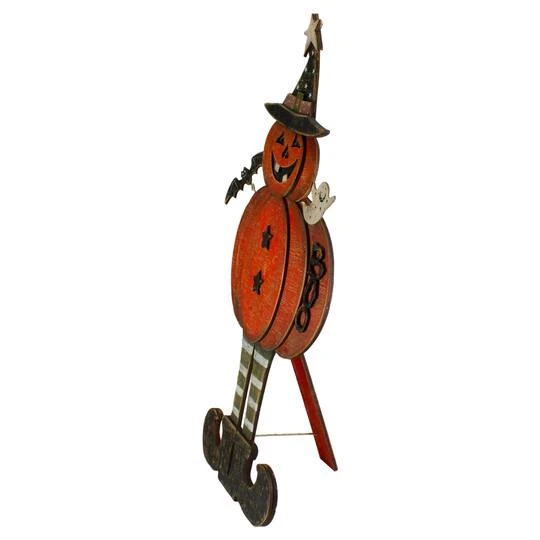 Northlight 28" Lighted Standing Pumpkin With A Ghost & Bat Halloween Tabletop Décor 5 Northlight 28" Lighted Standing Pumpkin With A Ghost & Bat Halloween Tabletop Décor - Image 5