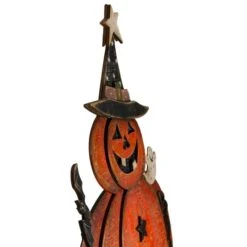 Northlight 28" Lighted Standing Pumpkin With A Ghost & Bat Halloween Tabletop Décor 8 Northlight 28" Lighted Standing Pumpkin With A Ghost & Bat Halloween Tabletop Décor -Halloween Decor Shop D406206S 4
