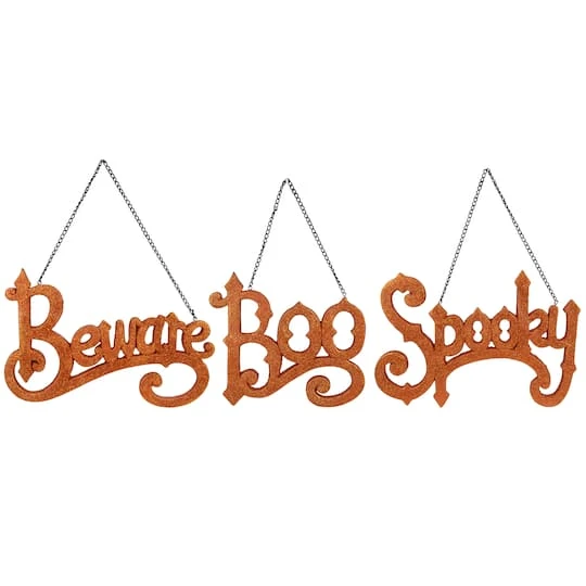 Northlight Orange Boo Spooky & Beware Hanging Halloween Decorations 1 Northlight Orange Boo Spooky & Beware Hanging Halloween Decorations