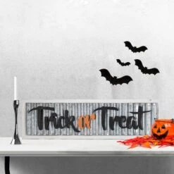 Northlight 27.5" Silver "Trick Or Treat" Halloween Wood Wall Sign 8 Northlight 27.5" Silver "Trick Or Treat" Halloween Wood Wall Sign -Halloween Decor Shop D406211S 2