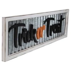 Northlight 27.5" Silver "Trick Or Treat" Halloween Wood Wall Sign 9 Northlight 27.5" Silver "Trick Or Treat" Halloween Wood Wall Sign -Halloween Decor Shop D406211S 3