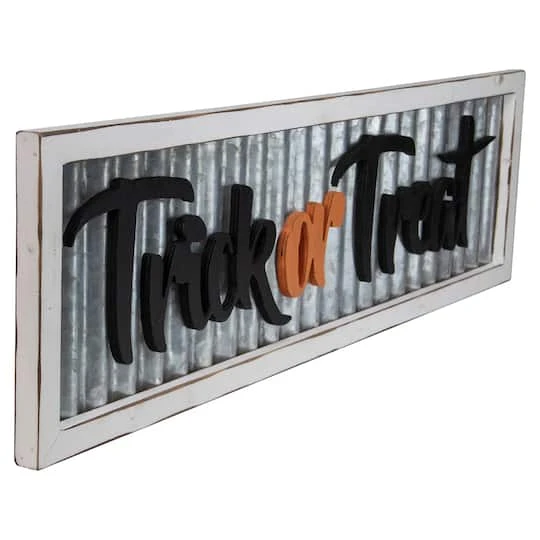 Northlight 27.5" Silver "Trick Or Treat" Halloween Wood Wall Sign 4 Northlight 27.5" Silver "Trick Or Treat" Halloween Wood Wall Sign - Image 4