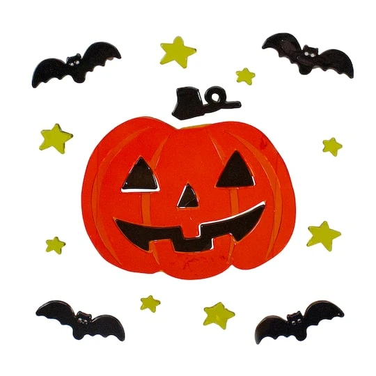 Northlight Jack-O-Lantern & Bat Halloween Gel Window Clings 1 Northlight Jack-O-Lantern & Bat Halloween Gel Window Clings