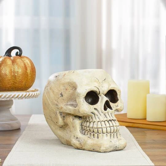 Northlight 9" Ivory & Black Halloween Skull Tabletop Décor 3 Northlight 9" Ivory & Black Halloween Skull Tabletop Décor - Image 3