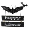 Northlight 17" Black Bat & Happy Halloween Metal Hanging Sign