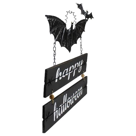 Northlight 17" Black Bat & Happy Halloween Metal Hanging Sign 3 Northlight 17" Black Bat & Happy Halloween Metal Hanging Sign - Image 3
