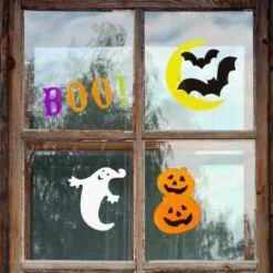 Northlight Moon & Bats Halloween Gel Window Clings 5 Northlight Moon & Bats Halloween Gel Window Clings -Halloween Decor Shop D406221S 2