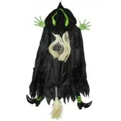 Northlight 4.5ft. Black & Green Flying & Crashing Wicked Witch Hanging Halloween Decoration