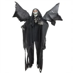 Northlight 66" Pre-Lit Black & Red Sonic Skeletal Reaper With Wings Halloween Décor
