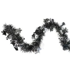 Northlight 50ft. Black & Silver Ghosts Halloween Tinsel Garland