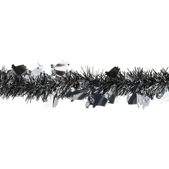 Northlight 50ft. Black & Silver Ghosts Halloween Tinsel Garland 3 Northlight 50ft. Black & Silver Ghosts Halloween Tinsel Garland - Image 3