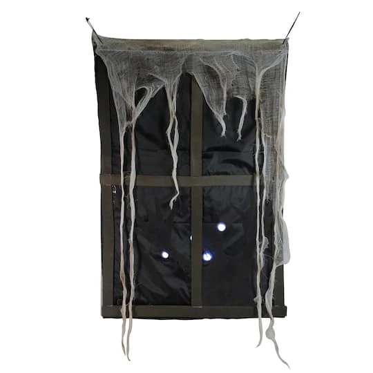 Northlight 41" Pre-Lit Black & Gray Ghostly Window With Tattered Curtain Halloween Decoration 2 Northlight 41" Pre-Lit Black & Gray Ghostly Window With Tattered Curtain Halloween Decoration - Image 2
