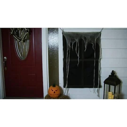 Northlight 41" Pre-Lit Black & Gray Ghostly Window With Tattered Curtain Halloween Decoration 4 Northlight 41" Pre-Lit Black & Gray Ghostly Window With Tattered Curtain Halloween Decoration - Image 4