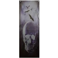 Northlight 71" Blue Spooky Skull Graveyard Halloween Door Decoration