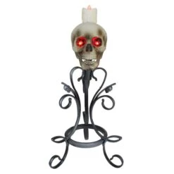 Northlight 16.25" Gothic Flameless Skull Halloween Candle Holder