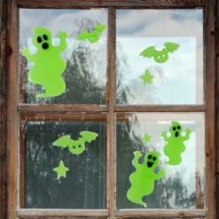 Northlight Glow In The Dark Ghost Halloween Gel Window Clings 5 Northlight Glow In The Dark Ghost Halloween Gel Window Clings -Halloween Decor Shop D406234S 2