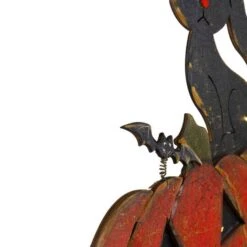 Northlight 14" Lighted Orange & Black Smiling Pumpkin Halloween Tabletop Decor -Halloween Decor Shop D406236S 3