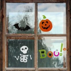 Northlight Orange & Green Boo! Halloween Gel Window Clings 5 Northlight Orange & Green Boo! Halloween Gel Window Clings -Halloween Decor Shop D406237S 2