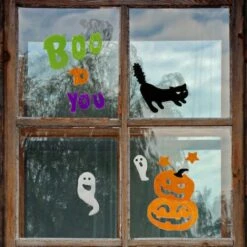 Northlight Green & Orange Boo To You Halloween Gel Window Clings 5 Northlight Green & Orange Boo To You Halloween Gel Window Clings -Halloween Decor Shop D406238S 2