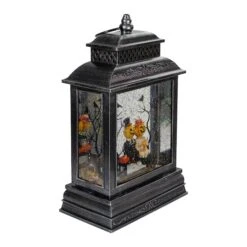 Northlight 11.5" Black Lighted Halloween Snow Globe Lantern With Pumpkin Couple -Halloween Decor Shop D406239S 3