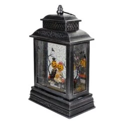 Northlight 11.5" Black Lighted Halloween Snow Globe Lantern With Pumpkin Couple -Halloween Decor Shop D406239S 5