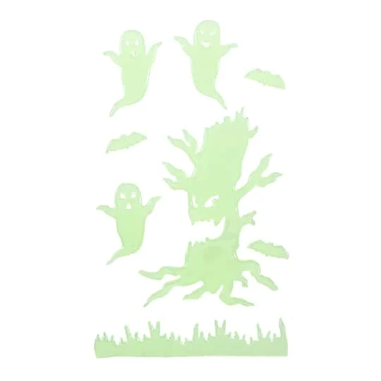 Northlight Glow In The Dark Evil Tree & Ghosts Halloween Gel Window Clings 1 Northlight Glow In The Dark Evil Tree & Ghosts Halloween Gel Window Clings