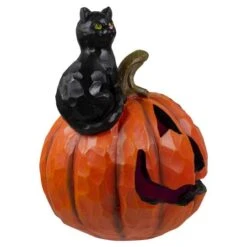 Northlight 10" Jack-O-Lantern & Black Cat Tabletop Halloween Decoration 9 Northlight 10" Jack-O-Lantern & Black Cat Tabletop Halloween Decoration -Halloween Decor Shop D406243S 3