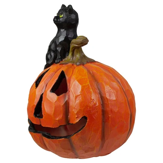 Northlight 10" Jack-O-Lantern & Black Cat Tabletop Halloween Decoration 5 Northlight 10" Jack-O-Lantern & Black Cat Tabletop Halloween Decoration - Image 5