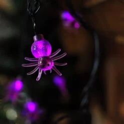 Northlight 10ct. 4ft. Purple Spider LED Halloween Black Wire Lights -Halloween Decor Shop D406247S 3