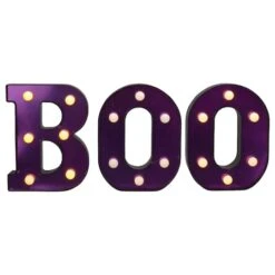 Northlight 6.5" Lighted Black & Purple BOO Halloween Marquee Sign -Halloween Decor Shop D406251S 1 1
