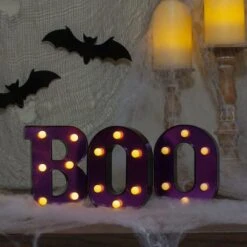 Northlight 6.5" Lighted Black & Purple BOO Halloween Marquee Sign -Halloween Decor Shop D406251S 2