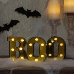 Northlight 6.5" Lighted Black & Gold BOO Halloween Marquee Sign -Halloween Decor Shop D406257S 2