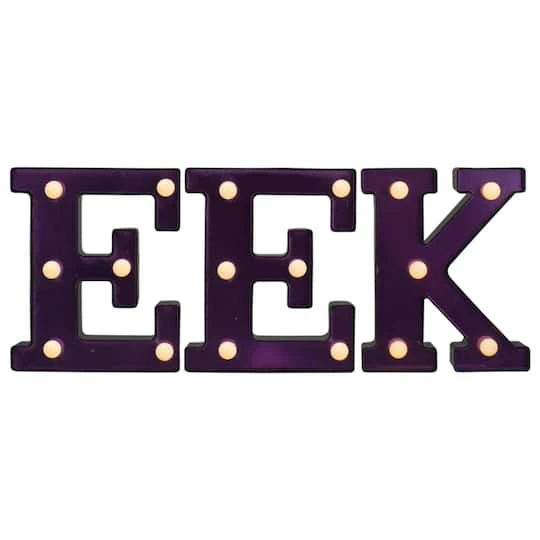 Northlight 6.5" Lighted Black & Purple EEK Halloween Marquee Sign 1 Northlight 6.5" Lighted Black & Purple EEK Halloween Marquee Sign