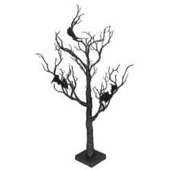Northlight 26.5" Black & Orange Glittered LED Tabletop Halloween Tree
