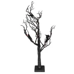 Northlight 26.5" Black & Orange Glittered LED Tabletop Halloween Tree -Halloween Decor Shop D406261S 2