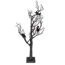 Northlight 26.5" Black & Orange Glittered LED Tabletop Halloween Tree -Halloween Decor Shop D406261S 3