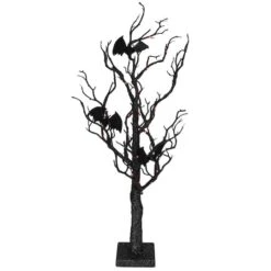 Northlight 26.5" Black & Orange Glittered LED Tabletop Halloween Tree -Halloween Decor Shop D406261S 4