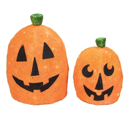 Northlight Lighted Sisal Jack -O'-Lanterns Outdoor Halloween Decoration Set 2 Northlight Lighted Sisal Jack -O'-Lanterns Outdoor Halloween Decoration Set - Image 2