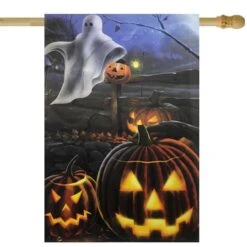 Northlight Pumpkins & Ghost Spooky Halloween Outdoor Garden Flag, 28" X 40" -Halloween Decor Shop D406268S 2