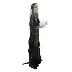 Northlight 5.5ft. Pre-Lit Black & Green Standing Fortune Witch With Magic Ball Halloween Display 5 Northlight 5.5ft. Pre-Lit Black & Green Standing Fortune Witch With Magic Ball Halloween Display -Halloween Decor Shop D406271S 2