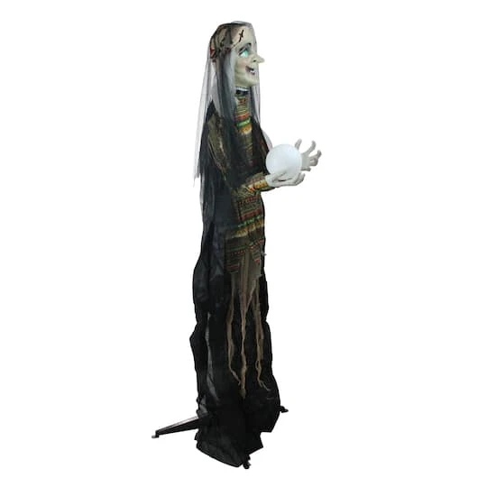 Northlight 5.5ft. Pre-Lit Black & Green Standing Fortune Witch With Magic Ball Halloween Display 3 Northlight 5.5ft. Pre-Lit Black & Green Standing Fortune Witch With Magic Ball Halloween Display - Image 3