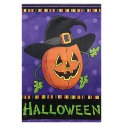 Northlight Happy Halloween Pumpkin In A Witch Hat Outdoor Garden Flag, 28" X 40"